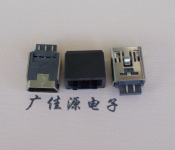 惠东MINI USB 5Pin接口 带护套焊线母座 B型180度铜壳