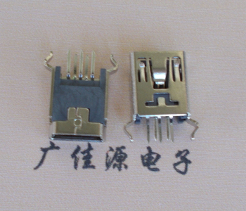 惠东MINI USB5p母座|B型口180度|直插弯脚