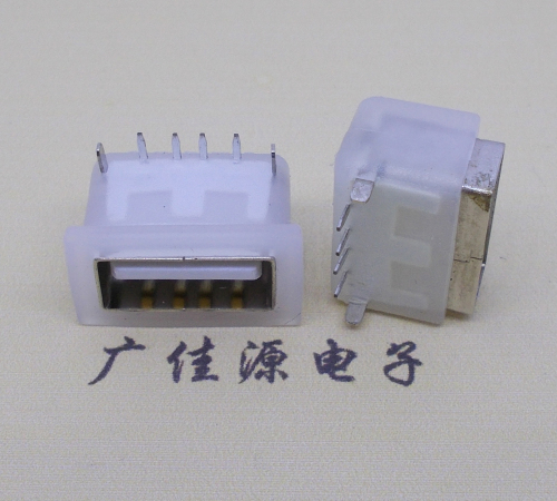 惠东卧式后两脚DIP插板USB AF 2.0防水母座,反向插A公头连接器