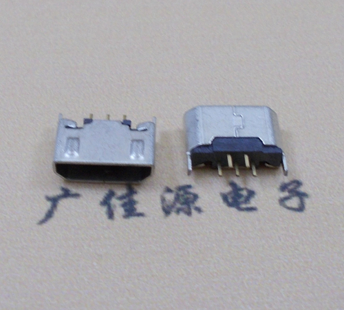 惠东迈克USB 180度母座5p直插带地脚1.5端子直口