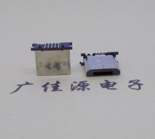 惠东MICRO USB 5P公头短体5.6mm立贴带柱无卡勾