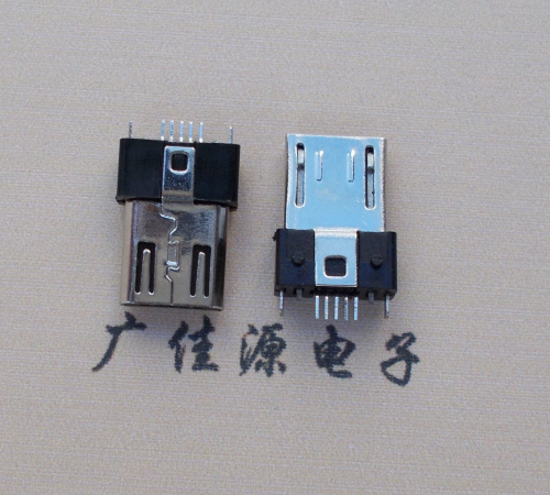 惠东MICRO USB 5P公头B型SMT贴板带柱