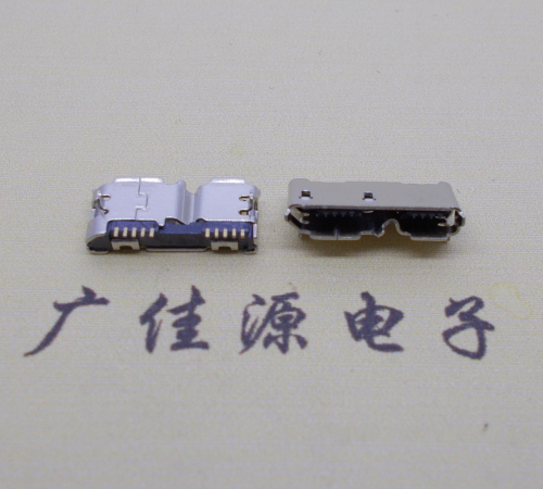 惠东micro usb 3.0母座双接口10pin卷边两个固定脚 