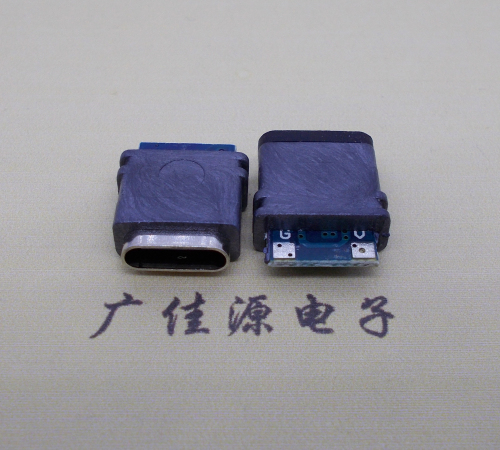 惠东立式type c2p母座防水焊线充电接口